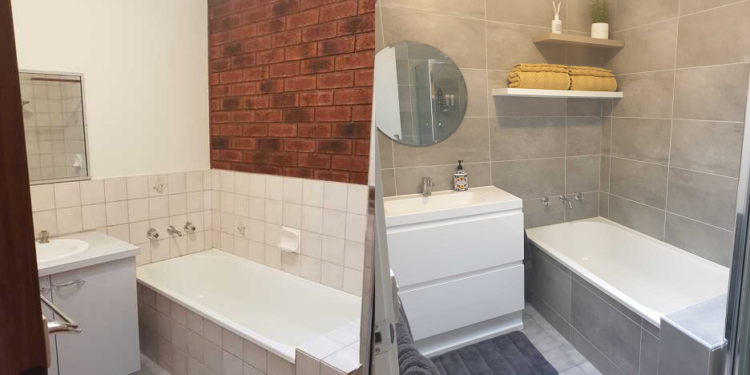1980s duplex unit bathroom renovation before and after werribee