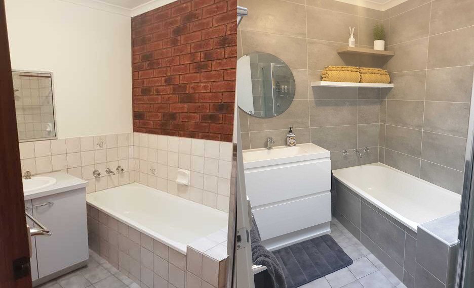 1980s duplex unit bathroom renovation before and after werribee