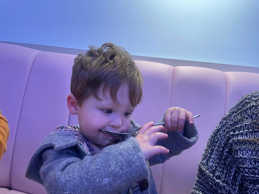 Charlie feeding at Tella Balls Dessert Bar