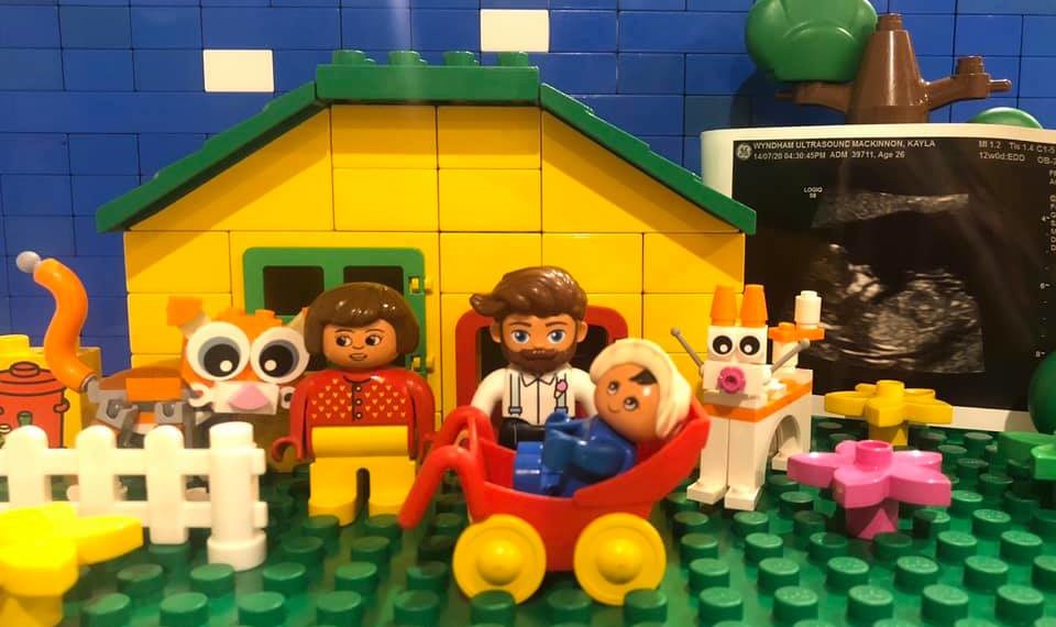 Duplo Lego baby announcement photo idea
