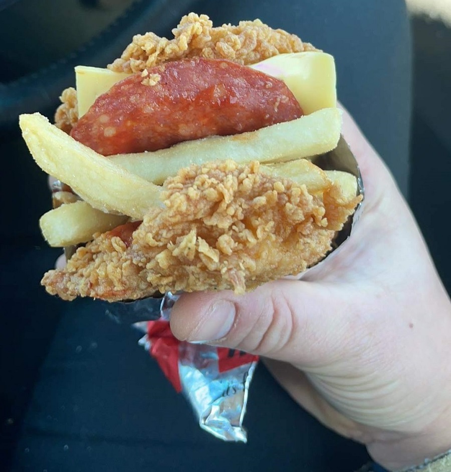 adding chips to pizza double