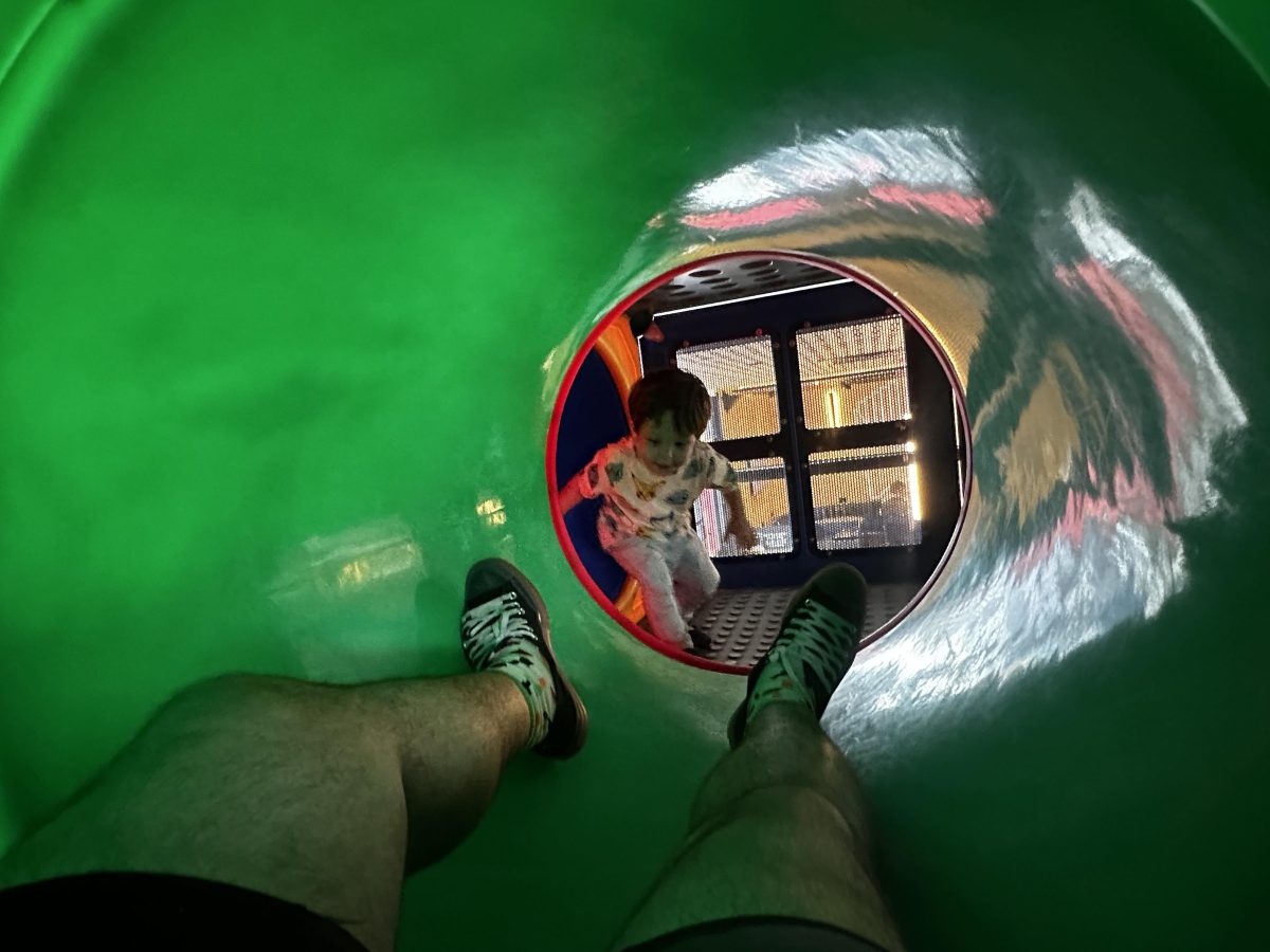 grown man inside maltby bypass mcdonalds playground