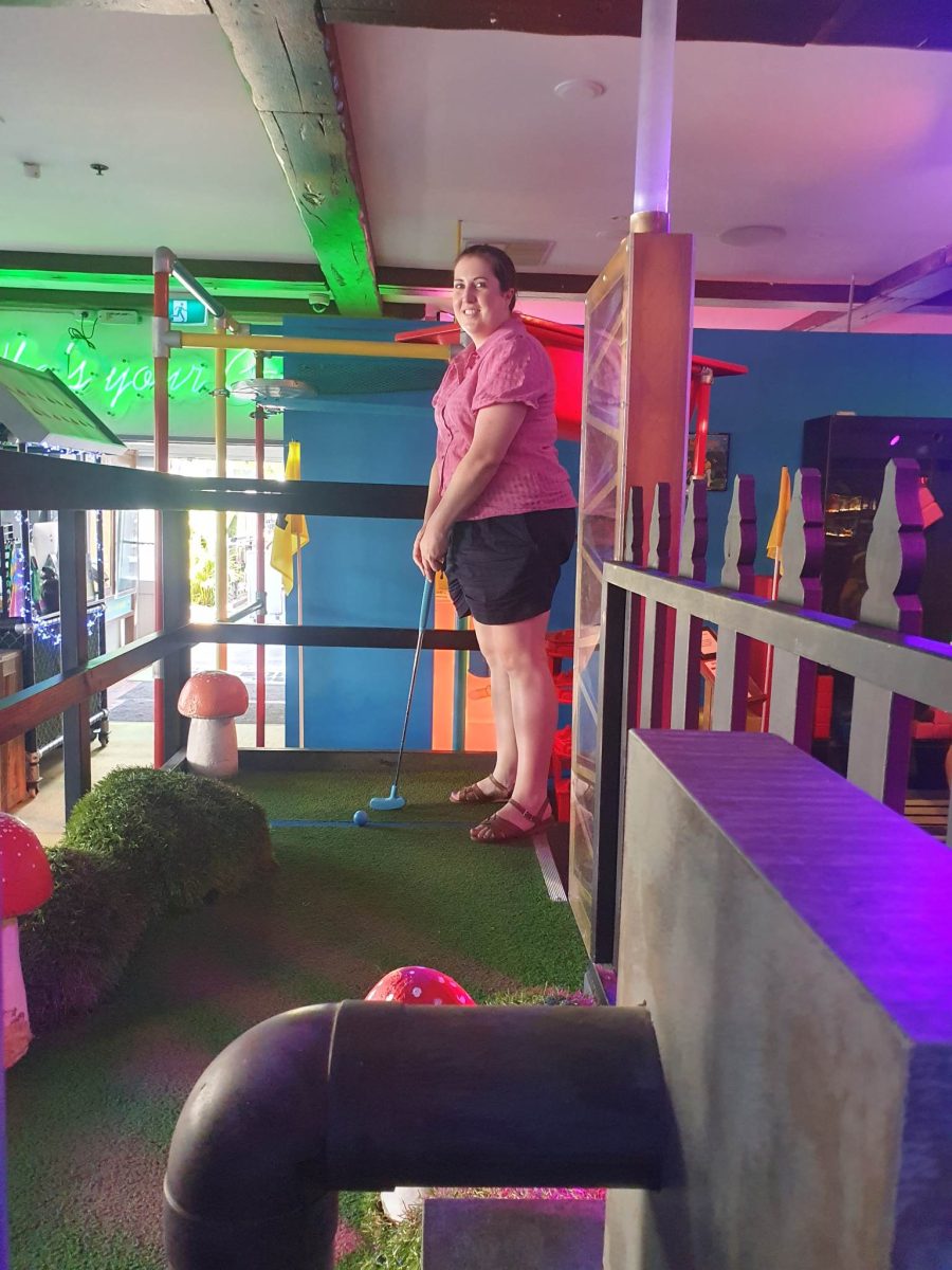kate at holey moley in perth putting