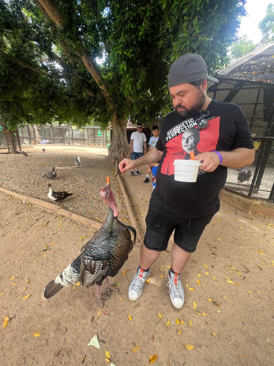 keith feeding turkey