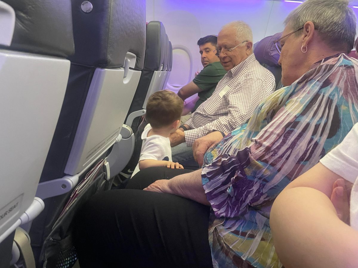 our family on the plane