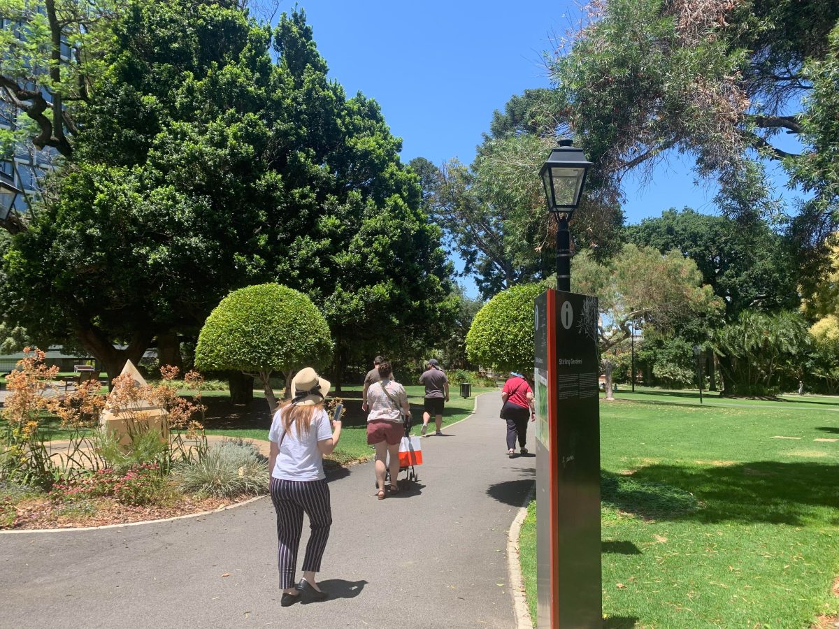 us walking through stirling gardens perth
